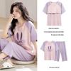 2025 Women's Summer Capri Pajama Set: Short-Sleeve, Thin Cotton with Breast Pads, Versatile for Home or Outside Wear