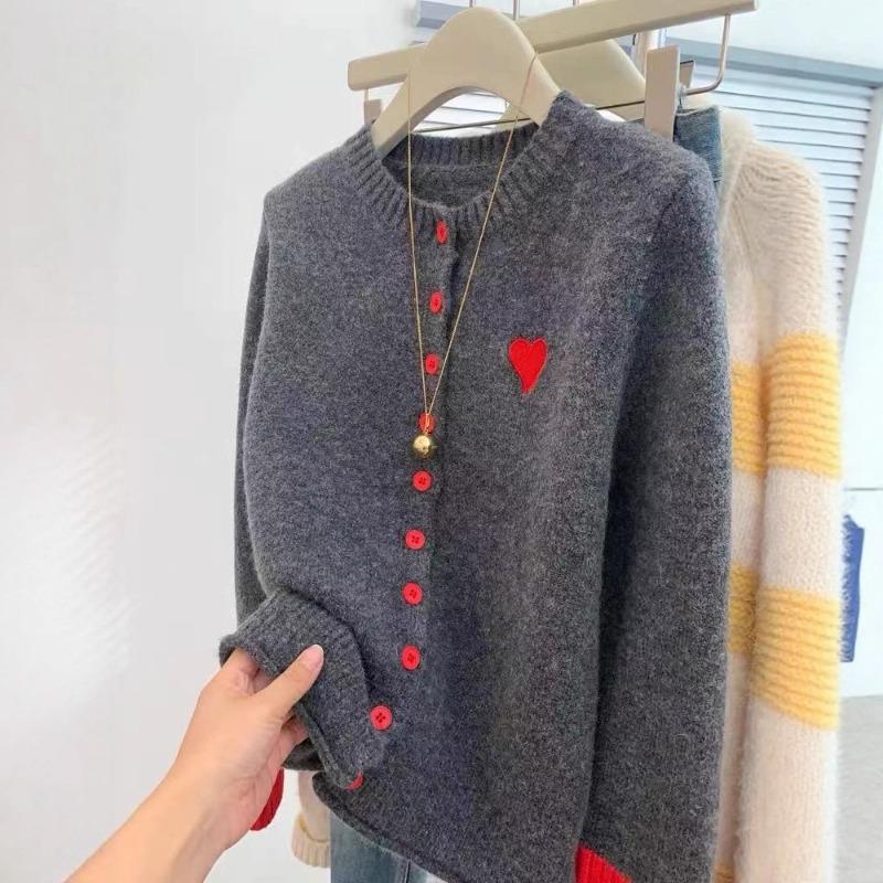 Dark Gray Knitted Cardigan Sweater for Women, Small, Thickened Autumn and Winter, Can Be Worn Outside, Base, High-end Design Sense