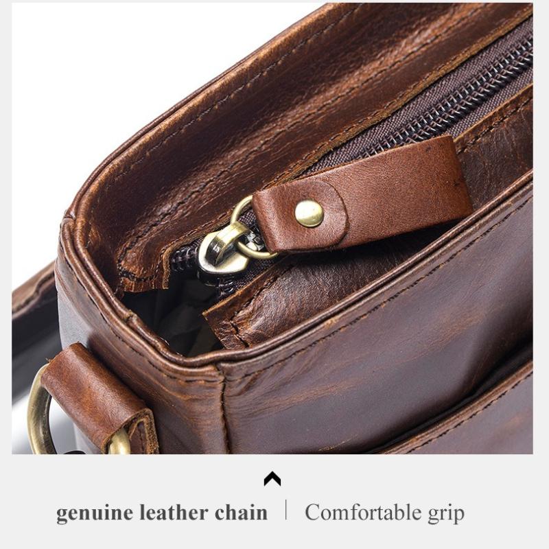 High Quality Genuine Leather Shoulder Bag Men's Fashion Crossbody Bag Crazy Horse Cowhide Messenger Bag Daily Small Satchel