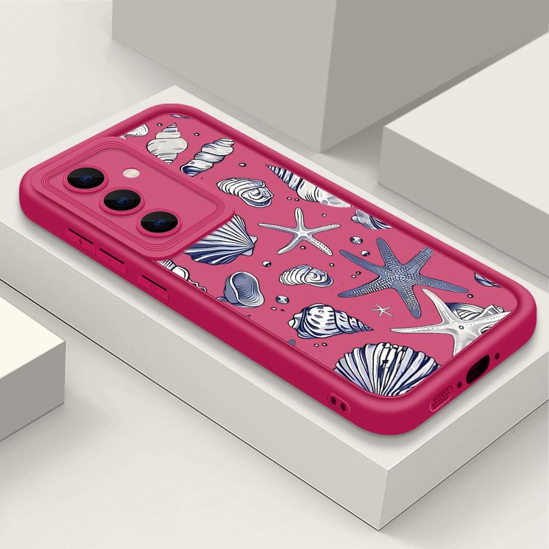 

Conch Starfish Print Anti-Fall Cover For Samsung S25 Ultra S24 FE S23 S22 A56 A36 A16 A15 A55 A35 TPU Soft Matte Shockproof Phone Case Samsung S21 горячий розовый