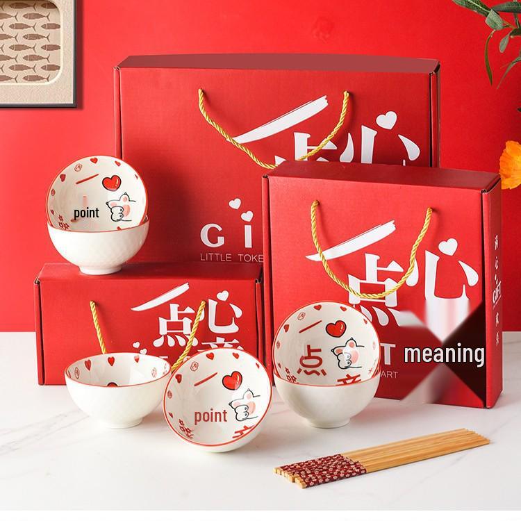 Year of the Horse: Creative Bowl & Chopsticks Set - Perfect for Weddings, New Year Gifts, Souvenirs