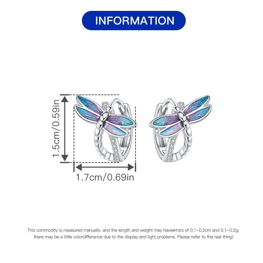 925 Silver Dragonfly Hoop Earrings Exquisite Jewelry For Women Fine Birthday Party Gifts