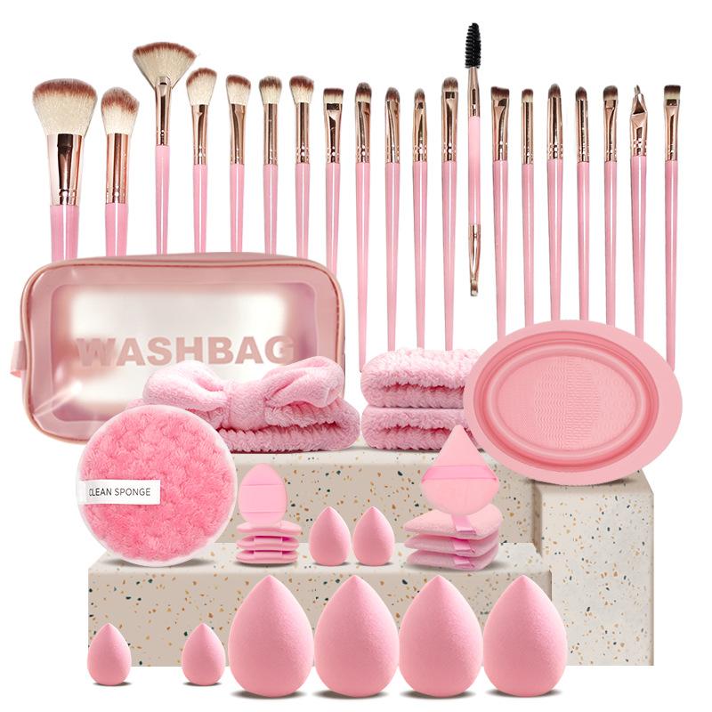 Premium 49-Piece Makeup Brushes Set Synthetic Bristles Wood Handles Travel-Friendly Face Eyes Application Includes 30 Brushes +
