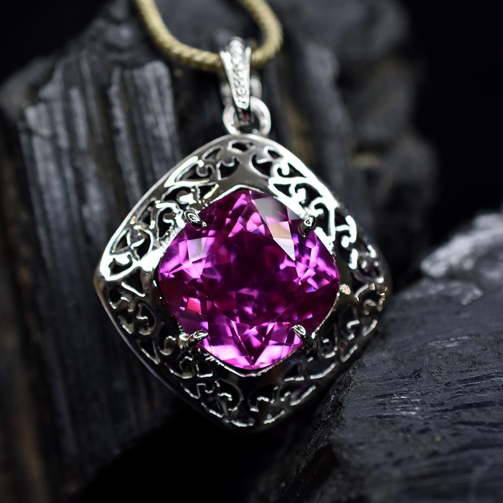 Argint Sterling 925 Turmalină Roz Naturală Pandantiv 35 Ct Piatră Prețioasă CERTIFICAT my.pd-7-k