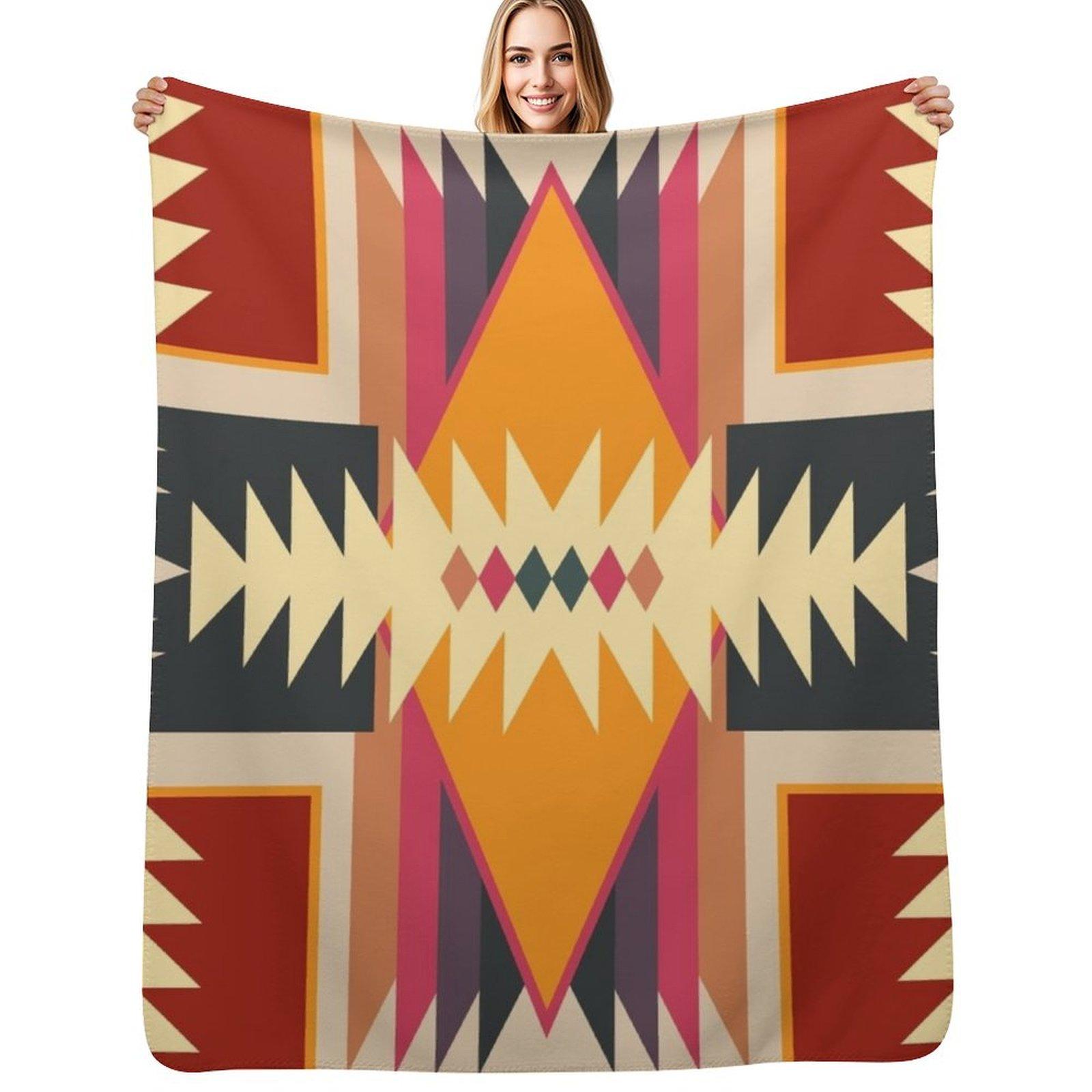 Navajo Design Eight Throw Blanket Soft Sherpa Fleece Warm Blanket for Winter Size: 75*100cm, Weight: 230 GSM