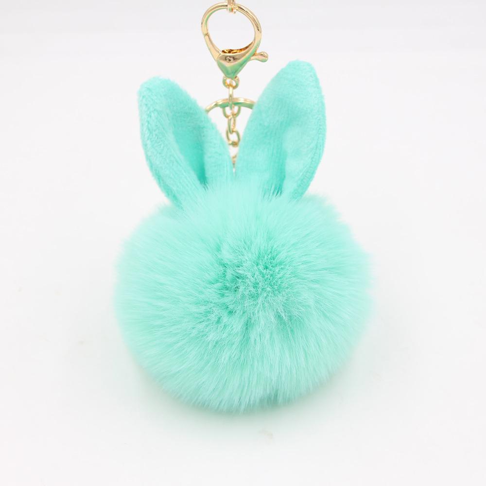 New Fluffy Keychain Pompom Rabbit Ear Toys Plush Rabbit Key Chain Fur Woman Bag Charms Keyring Car Pendant Holder Jewelry