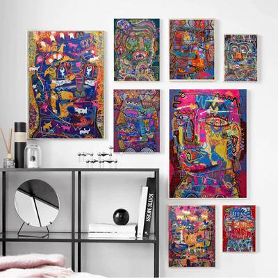 Arte de grafite de rua pintura abstrata de parede figura pintura em tela escritório pôster sala de estar quarto decoração de casa mural sem moldura