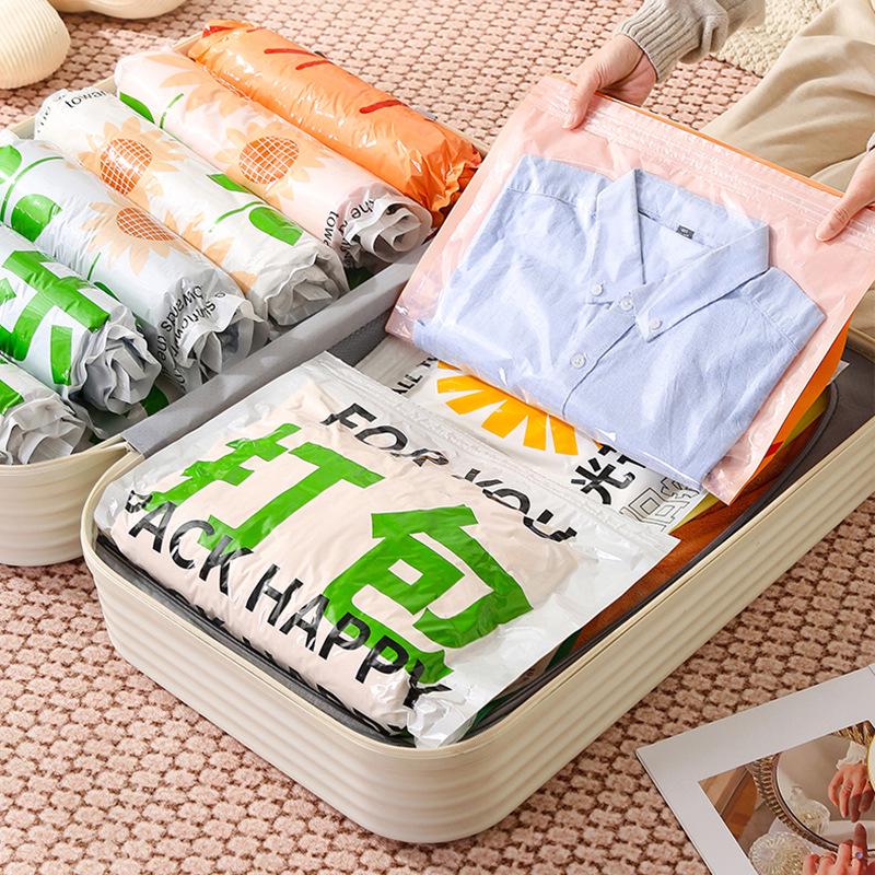 Cute Hand-Rolled Vacuum Compression Bag for Clothes Storage