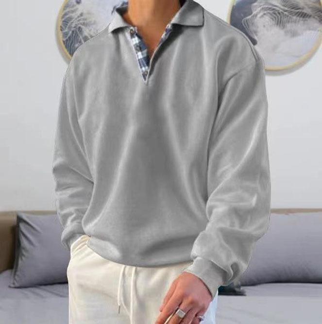 Popular Autumn Long-sleeved V-neck Men's Lapel Loose Sweater Men's Clothing