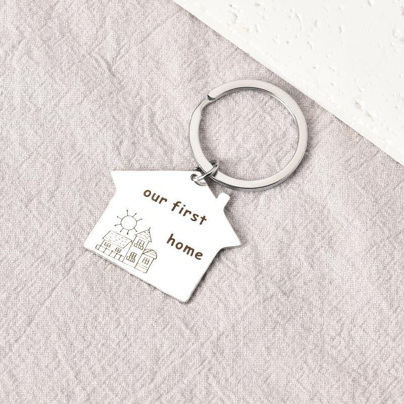 Our First Home House Stainless Steel Keychain New House Warm Design Fashion Keyring Practical Housewarming Gift