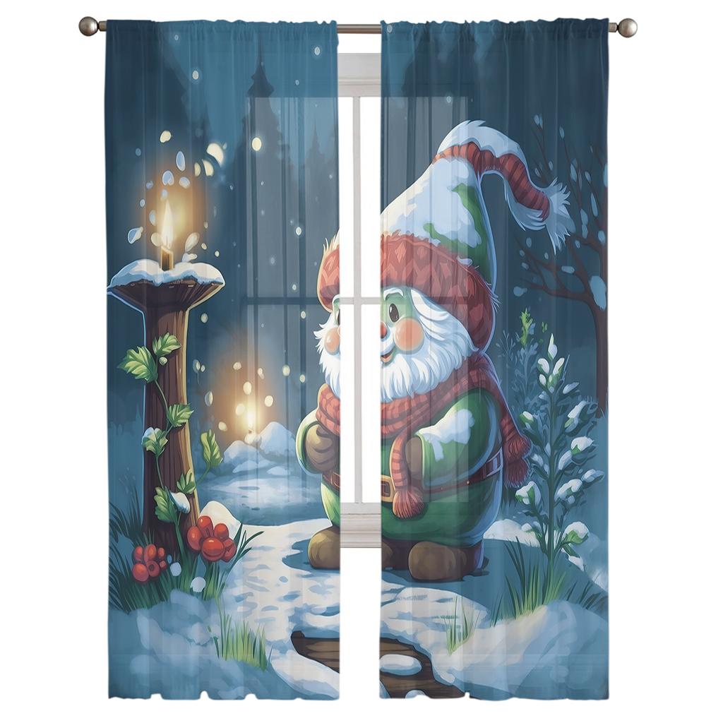 Juldvärg Eldfluga med levande ljus Vardagsrum Transparent Tyll Fönstergardin Sovrum Köksinredning Slöja Draperier Gardiner