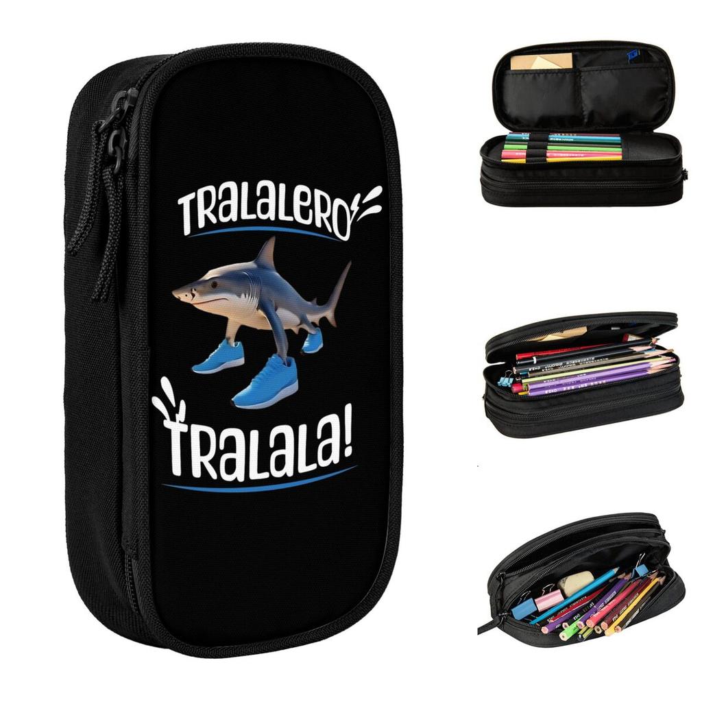 Tralalero Tralala Italian Brainrot Meme Pencil Cases Pen Holder Bags for Student Large Storage School Supplies Gift Pencil Pouch