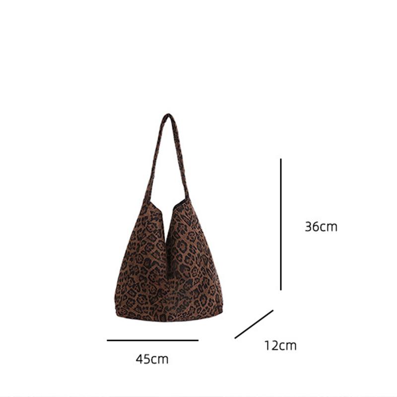 Women's Fashion Shoulder Bag Suede Leopard Pattern Large Capacity Magnetic Clasp Handbags Lightweight Shopper Totes