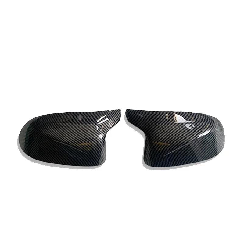 Auto Car Rear View Side Mirror Cover Trim for BMW F25 X3 F26 X4 F15 X5 F16 X6 2014 2015-2018 Bright Black Carbon Fiber Style