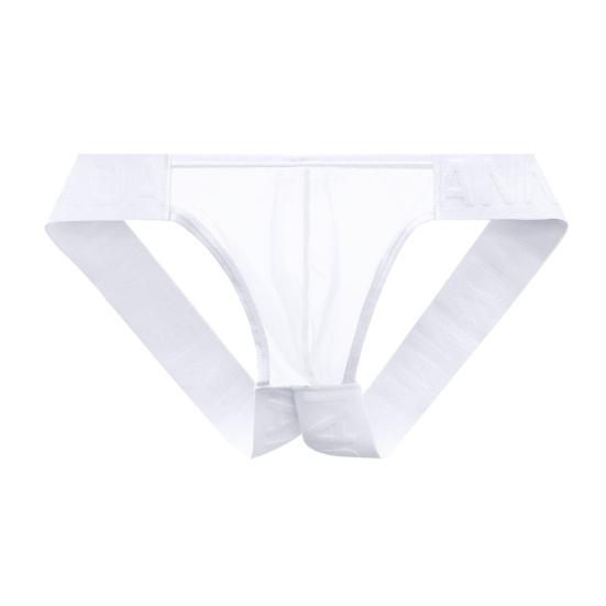 Men Briefs Low Waist Solid Color Thongs Solid Color Mesh Yarn Splicing Ultra Thin