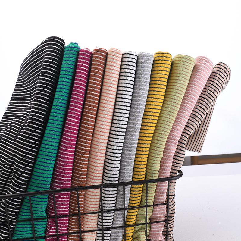 wide 1mm stripe 97% cotton+3% spandex knitting elastic fabric DIY sewing clothing cloth 175cm wide 100% tissu