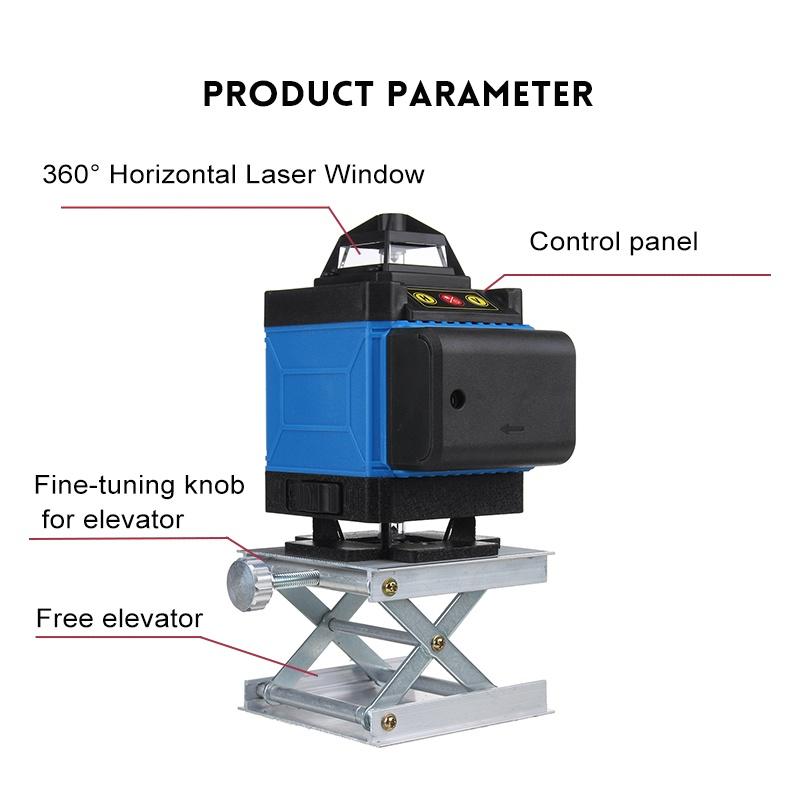 8/12/16 Lines Laser Level 4D Self-Leveling 360 Horizontal and Vertical Cross Green Laser Beam Line with Battery & Wall Bracket