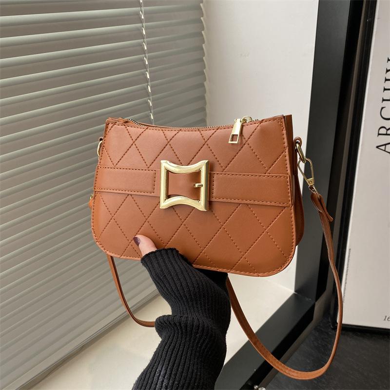 Темпераментная вышивка ромбами 2025 новая однотонная корейская версия женская повседневная трендовая портативная сумка-мессенджер через плечо для женщин