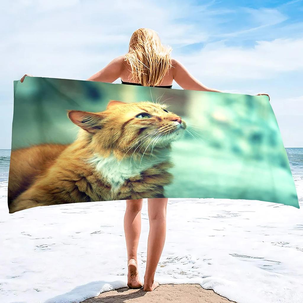 Beach Towel for Women, Girls, Kids, Men, Cat Bath  Sand Free Pool  Absorbent Soft Plush     Lovers