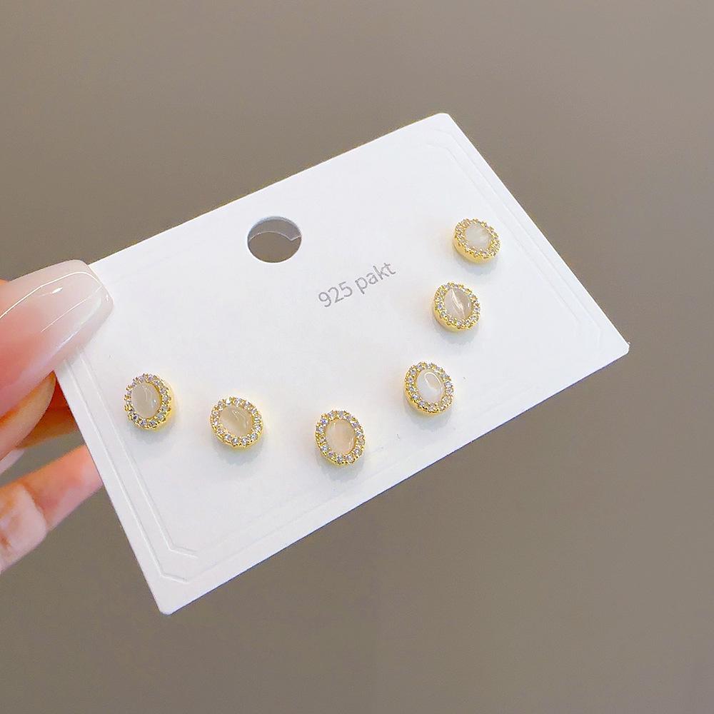 Cross-Border Fashion: Geometric Heart & Butterfly Earrings Set with S925 Silver Needle