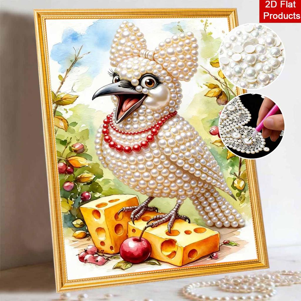 3D Pearl Painting Kit Funny Bird Design Frameless DIY Bead Art Canvas Leisure Handmade Craft for Bedroom Wall Decor