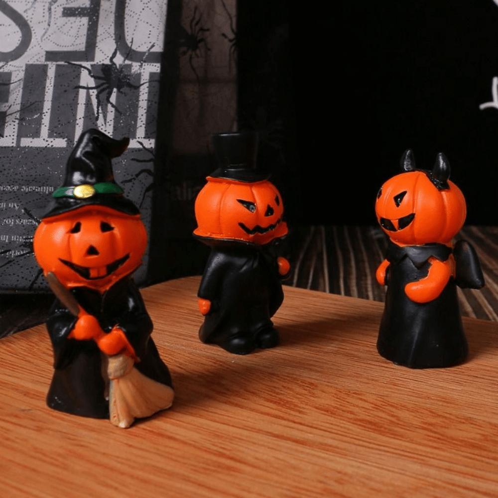 3Pcs/Set Durable Pumpkin Wizard Statue Craft Halloween Ornament Home Decor