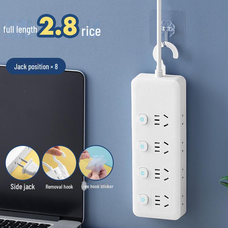 Smart USB Multi-Function Power Strip with Independent Switch & Side Plug