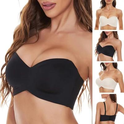 Women Invisible Bra Solid Color Bra Soft Breathable Padded Wired Women's Invisible Bra Strapless Push Up Breast Support for Off