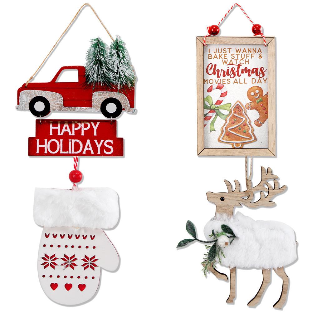 Charming Wooden Christmas Ornament Garden Decor Featuring Adorable Reindeer Design