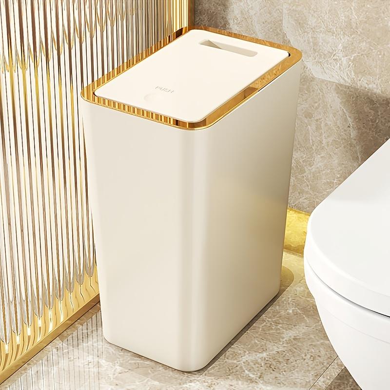 Poubelle de luxe légère avec couvercle, adaptée aux toilettes domestiques, aux cuisines et salles de bain, poubelles étroites à pression, hôtel et ho