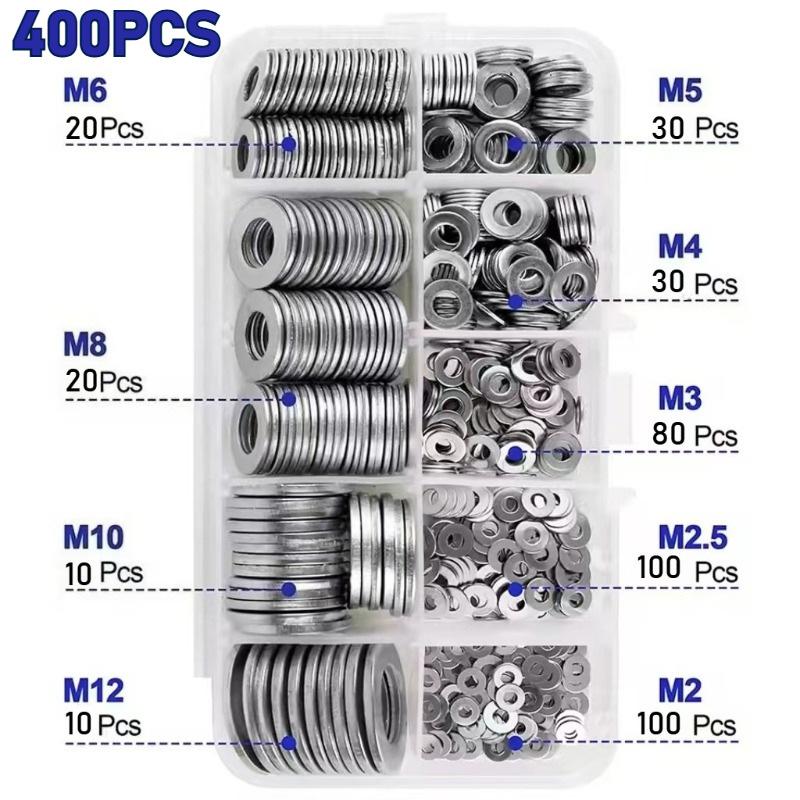 Seturi de șaibe plate 100/200/400/600 buc. - Material durabil Șaibe de etanșare O-ring cu cutie de depozitare