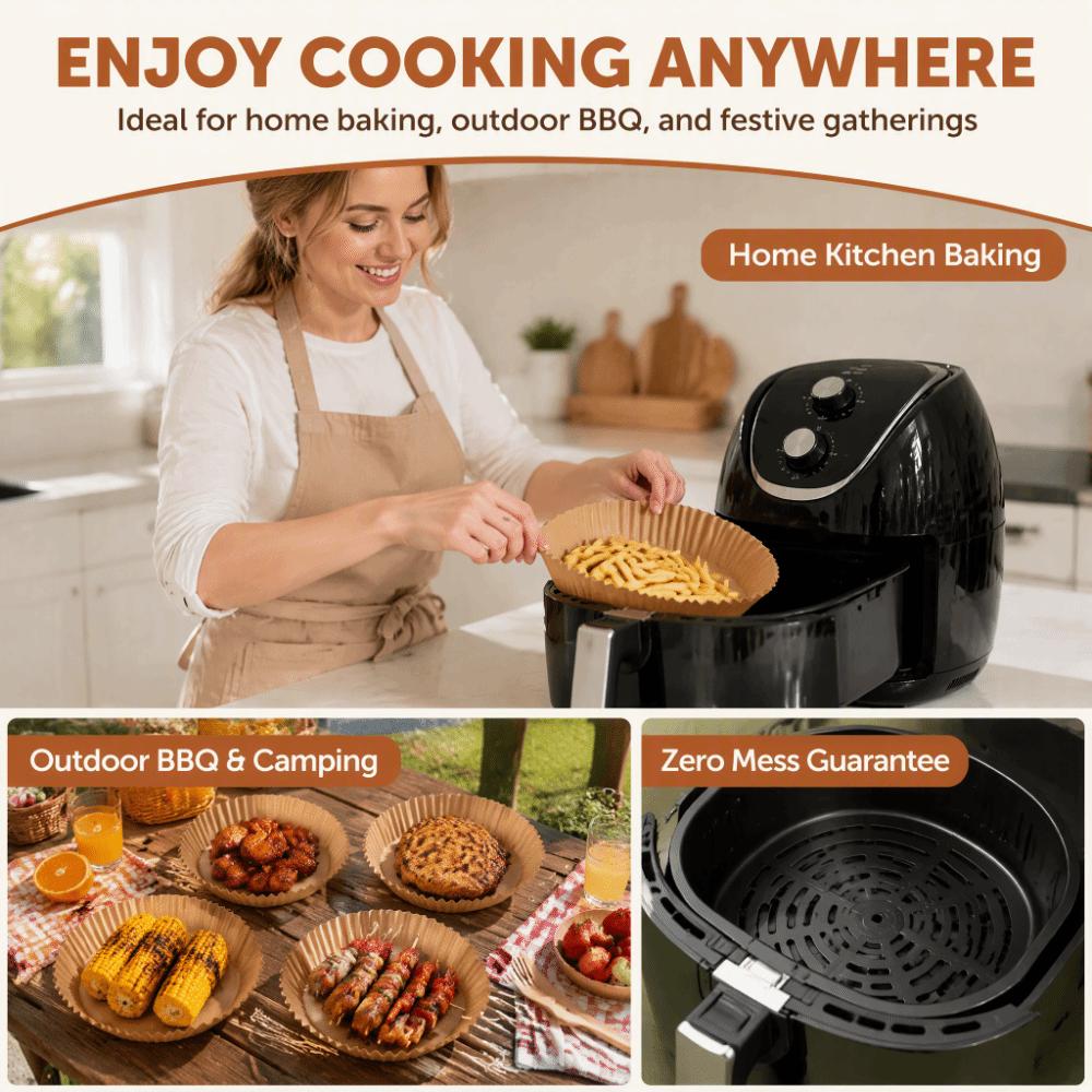 200pcs Round Disposable Paper Liner Non-Stick Surface Baking Paper Liner Microwave Air Fryer