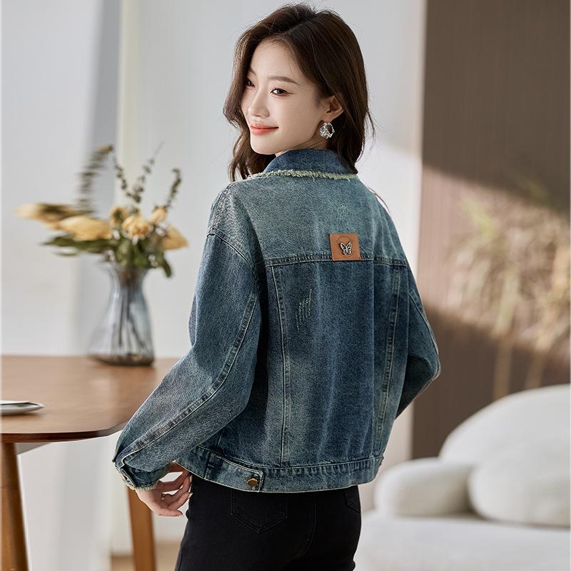 Spring and Autumn New Retro Temperament High-end Jacket Early Autumn Short Popular Top Polished Denim Jacket Women
