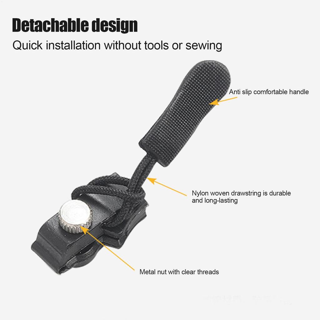 10-teiliges Schnell lösbares Reißverschluss-Reparaturset geeignet für verschiedene Größen von Reißverschlüssen an Kleidung, Gepäck, Rucksäcken und anderer Ausrüstung