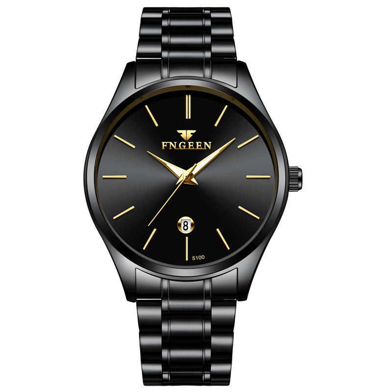 Fengzun Ultra-Thin Black Quartz Mesh Strap Waterproof Men's Watch