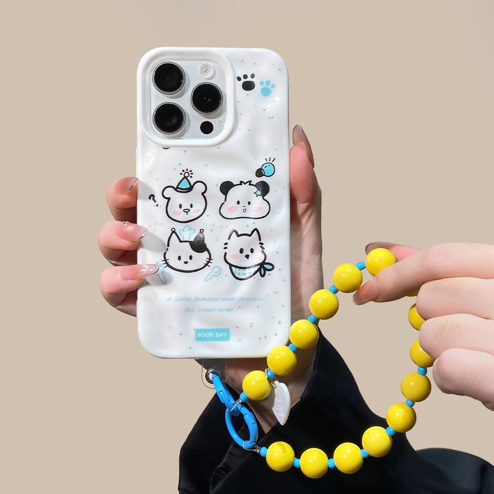 Ins Wind Cartoon Puppy Suitable for Apple 16Pro Mobile Phone Case Diagonal Span iPhone15/14 Lanyard Protective Case 13