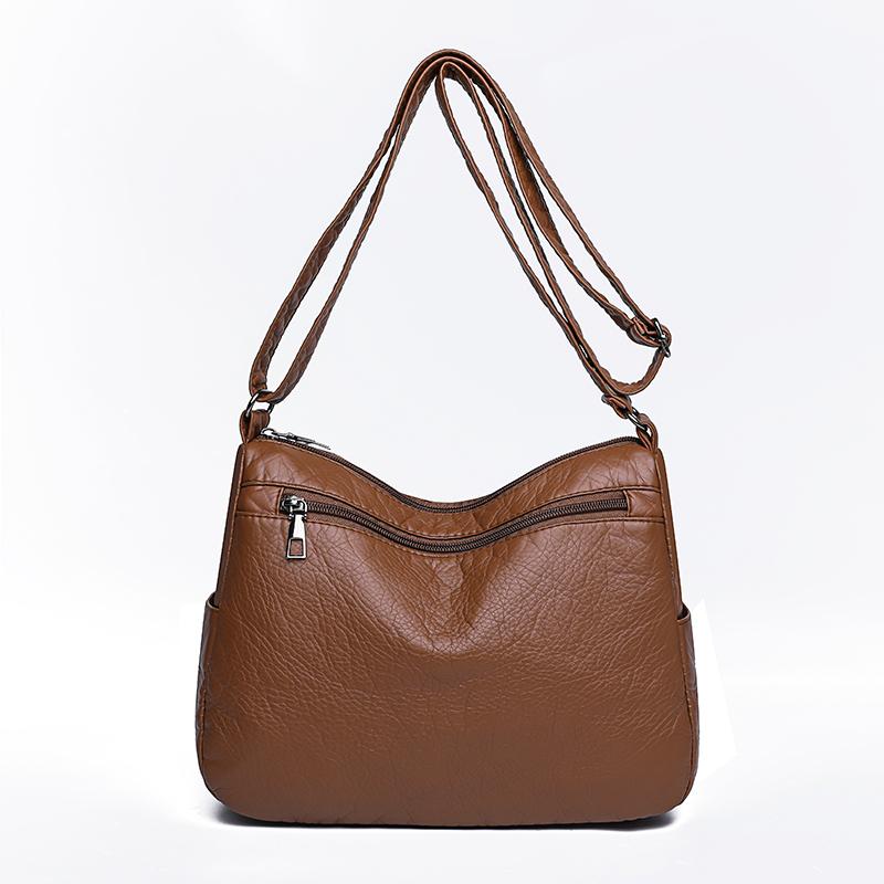 Dameveske i mykt skinn Middelaldrende morsveske Enkel skulder Crossbody-veske