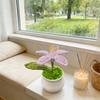 Virkat Krukväxt Konstgjord Stickad Liljeblomma med Kruka Handgjord Blomstergåva till Mamma Lärare Kvinnliga Vänner Födelsedag Jubileum