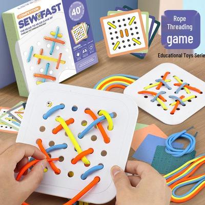 Multifunctional Fine Motor Skills Training Toy: Buttons, Zippers, Shoelaces & Threading Puzzle for Early Education