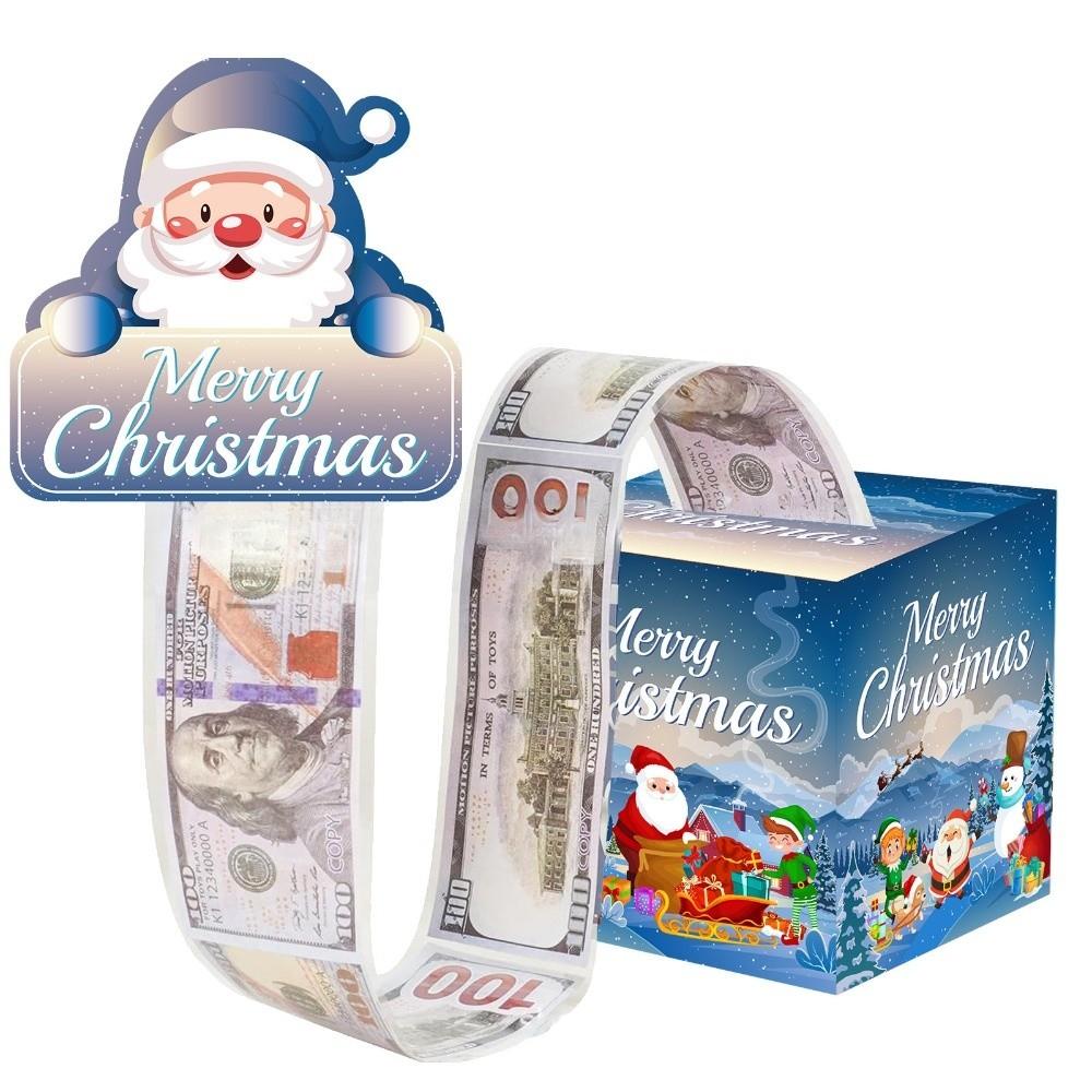 Pull Out Christmas Money Box With 50pcs Transparent Bags Santa Money Pulling Box Snowman Christmas Tree Money Holder Box Party