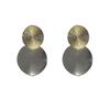 European and American 111 silver needle light luxury exaggerated geometric earrings, temperament round sequins large circle two-color earrings