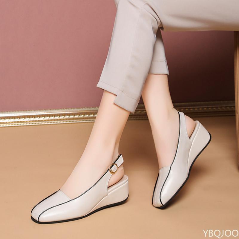 Fashion Retro Wedge Women's Sandals Spring New Style French Solid Color Casual Versatile Single Shoe with Toe Cover Platform Sandals