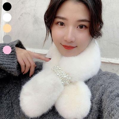 Women's Winter Soft Pearl Petite Fur Muffler Scarf