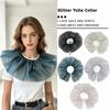 Cloth Decoration Ruffled Fake Collar Diamond Shiny Neck Ruff Collar Mesh Fake Collar Party