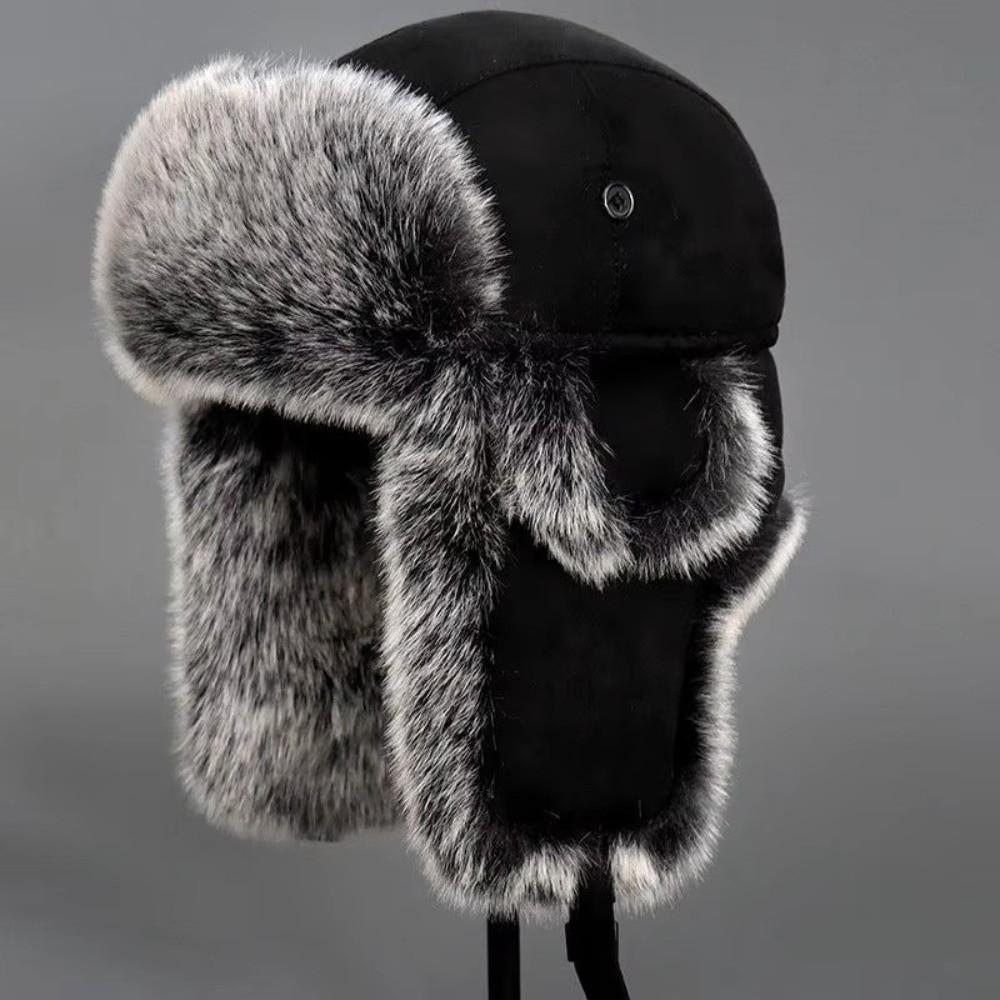 Imitation Fur Ear Protection Hat Thick Windproof Ski Hat Breathable Men Lei Feng Hat Skiing