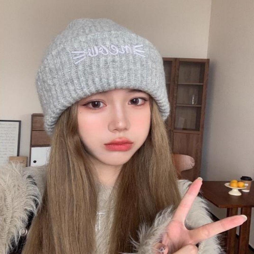 Multi Colors Knitted Beanies Solid Cute Warmer Bonnet New Female Beanie Caps  Outdoor