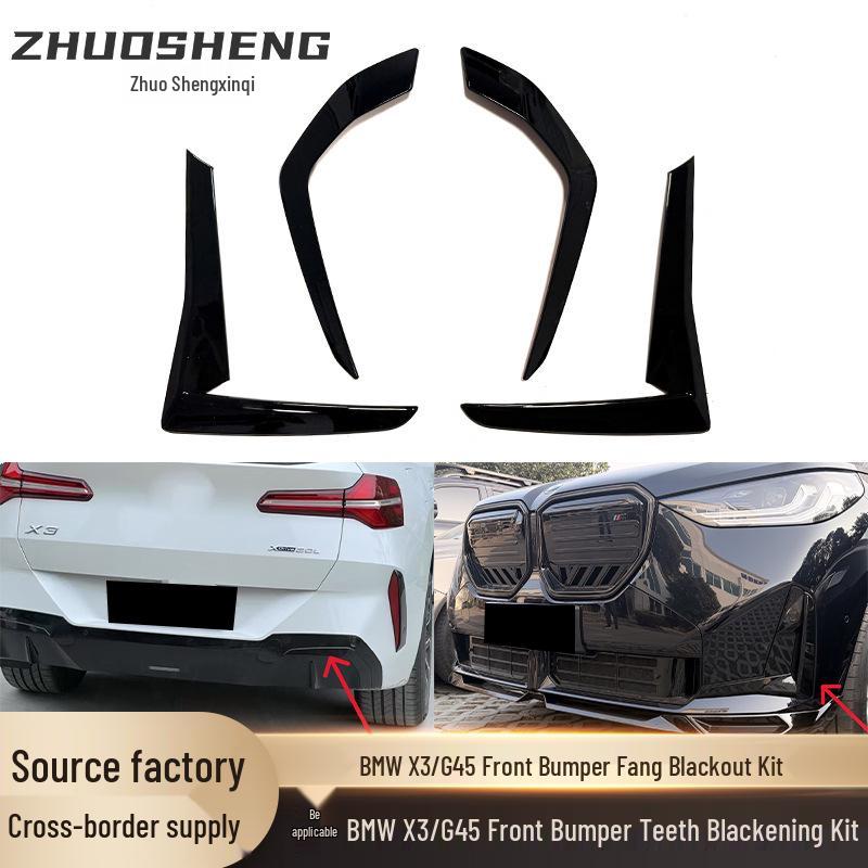

Compatible with 25 BMW X3/G45 Models: Sport Front/Rear Bumper Trim Strips, Blackened Finish Small Body Kit