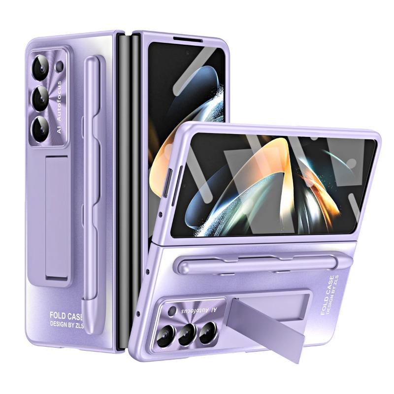Mattierte Kunststoffhülle Slim Stifthalter Ständer Schutzfolienabdeckung für Samsung Galaxy Fold 6 5 4 3 Ständerhülle mit Halter