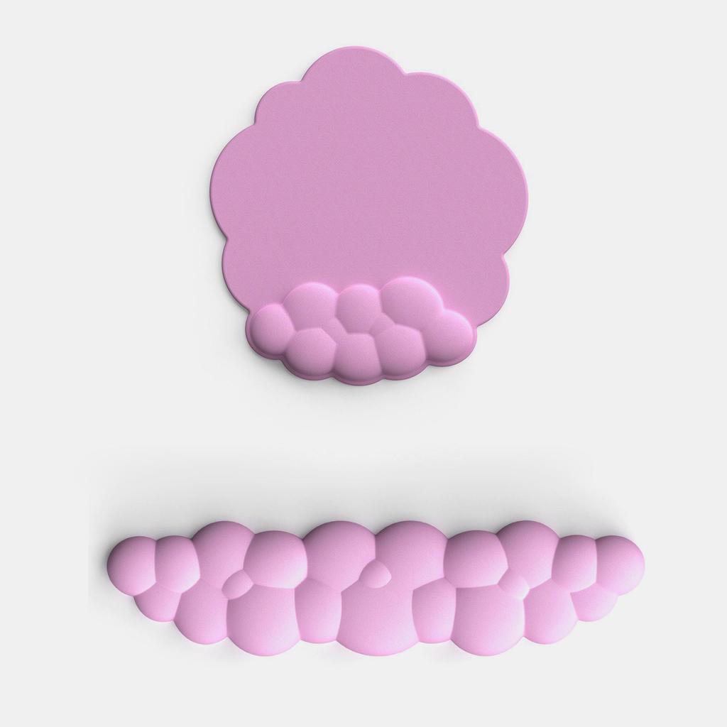 Cloud Leather Mouse Pad & Memory Foam Wrist Rest - Non-Slip Silicone Keyboard Support