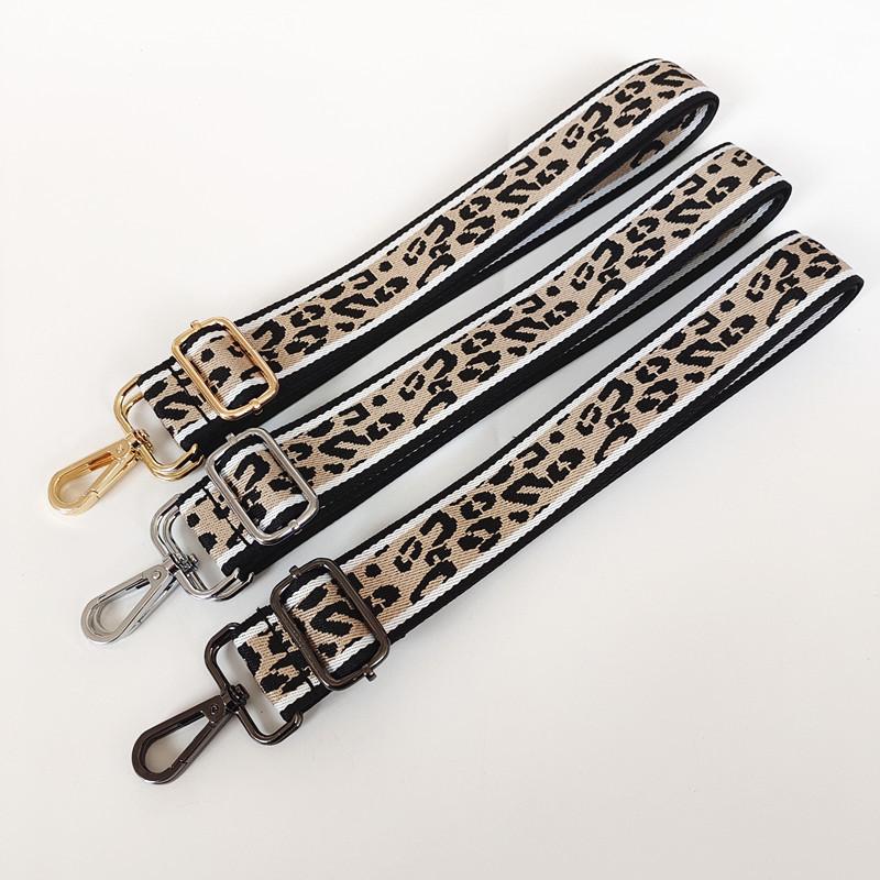 Bag Strap Lanyard Accessories Canvas Leopard Print Jacquard Single Shoulder Oblique Span Burden Reduction Backpack Strap